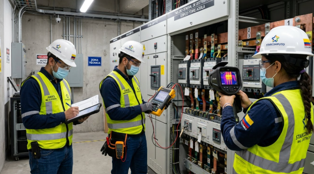 Ingeniero realizando auditoría de energía y termografía