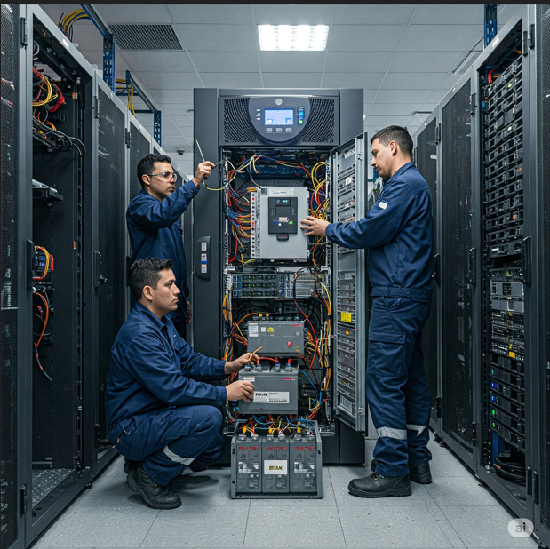 Ingeniero electrónico trabajando en infraestructura crítica